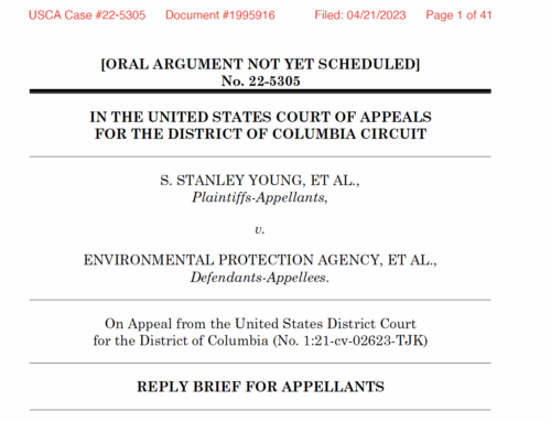 Young Reply Brief Filed in Young v. EPA